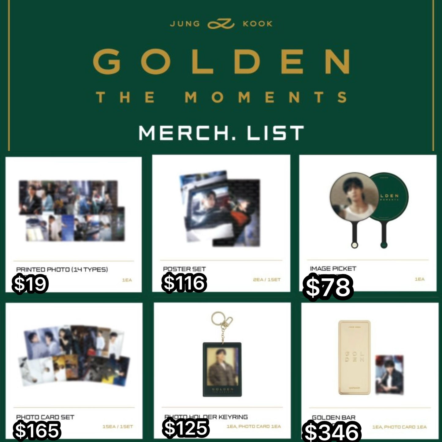 預訂 - BTS Jungkook GOLDEN The Moments Merch